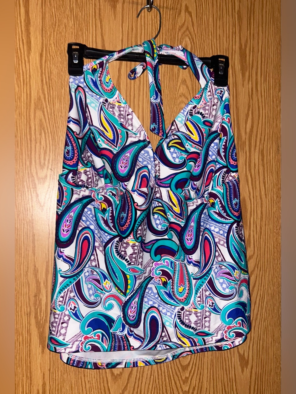 Colorful Paisley Halter Bathing Suit Top